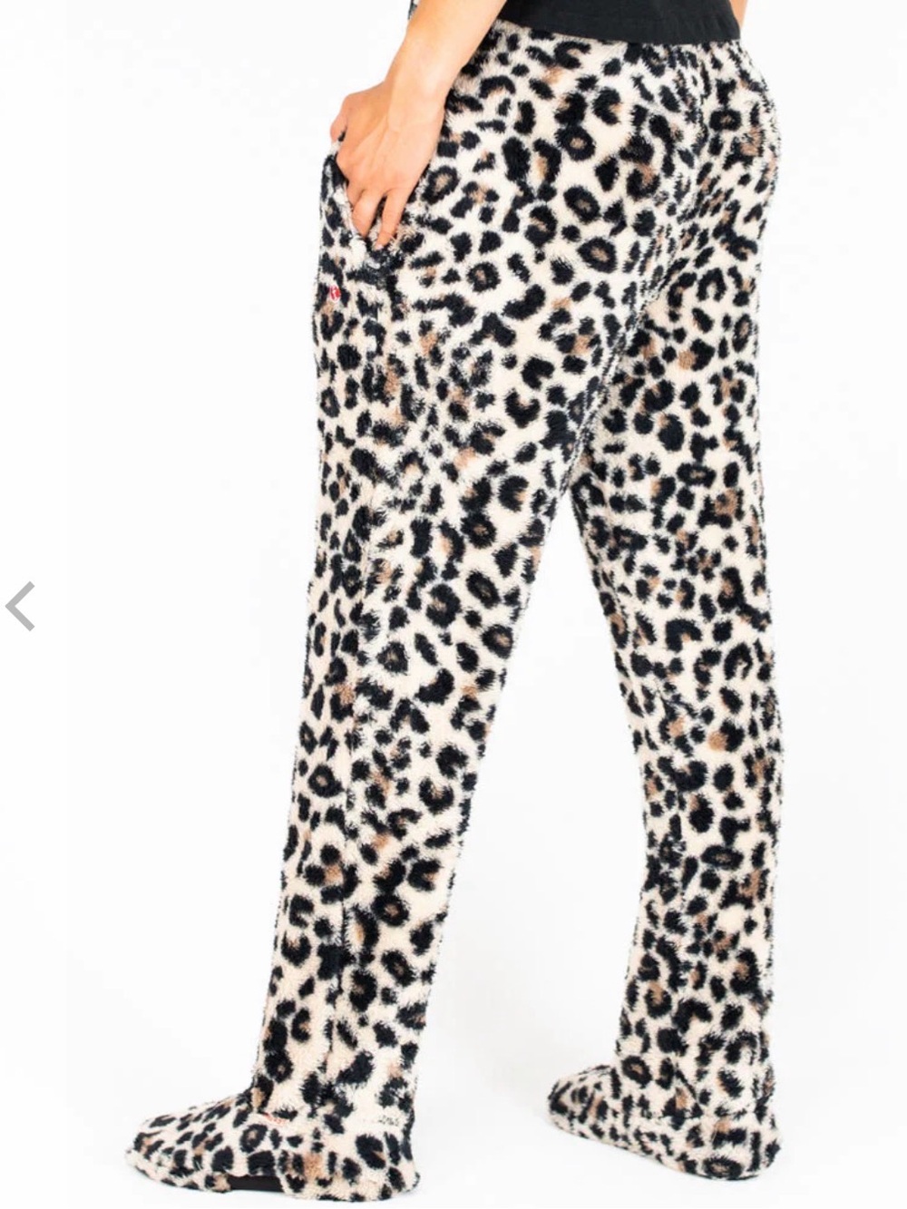 FeeJays Leopard Plush Footed Pajama Pants Size - Medium -Unisex